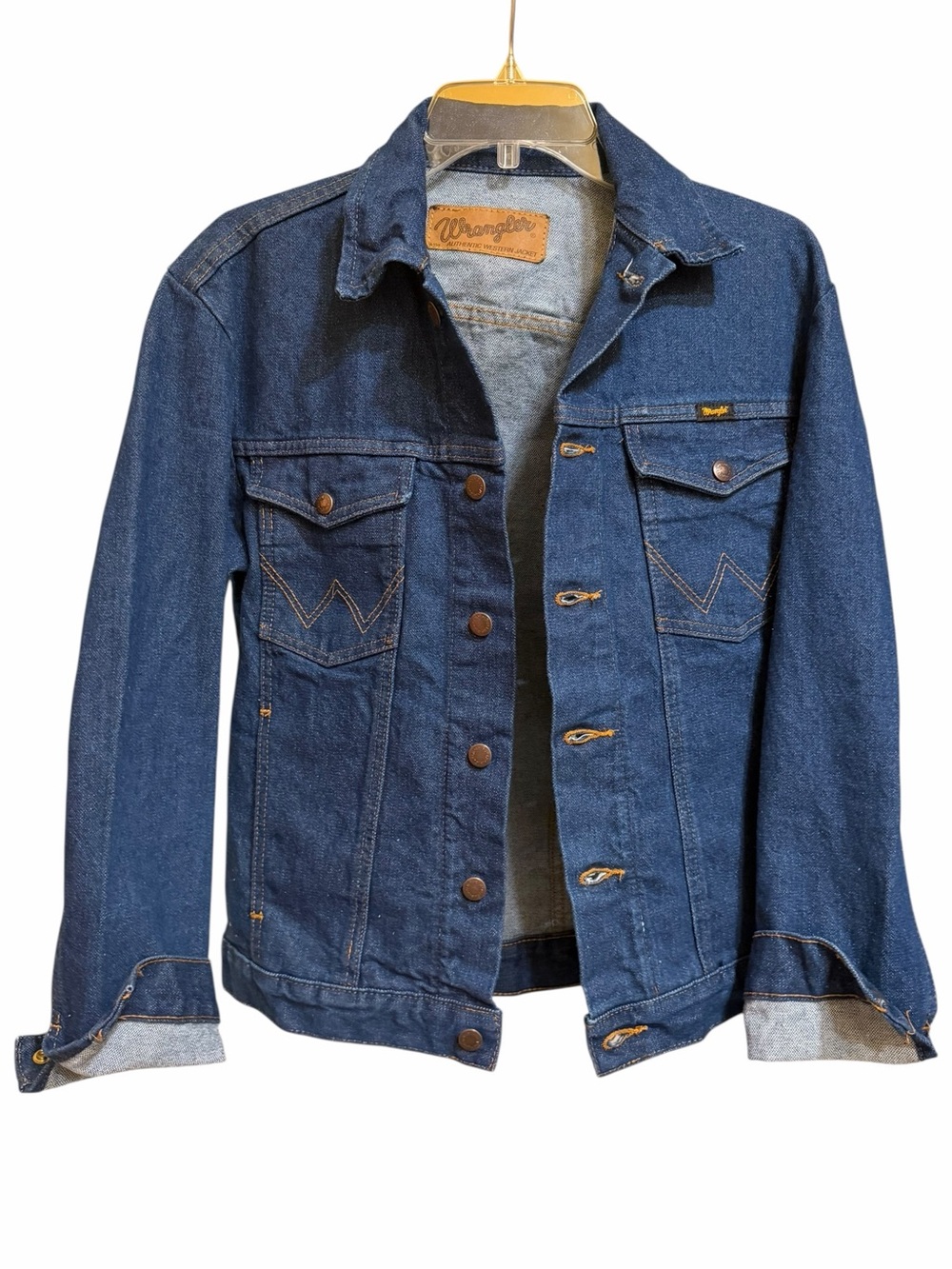 Vintage Wrangler M-159 Authentic Western Dark Wash Denim Jean Jacket